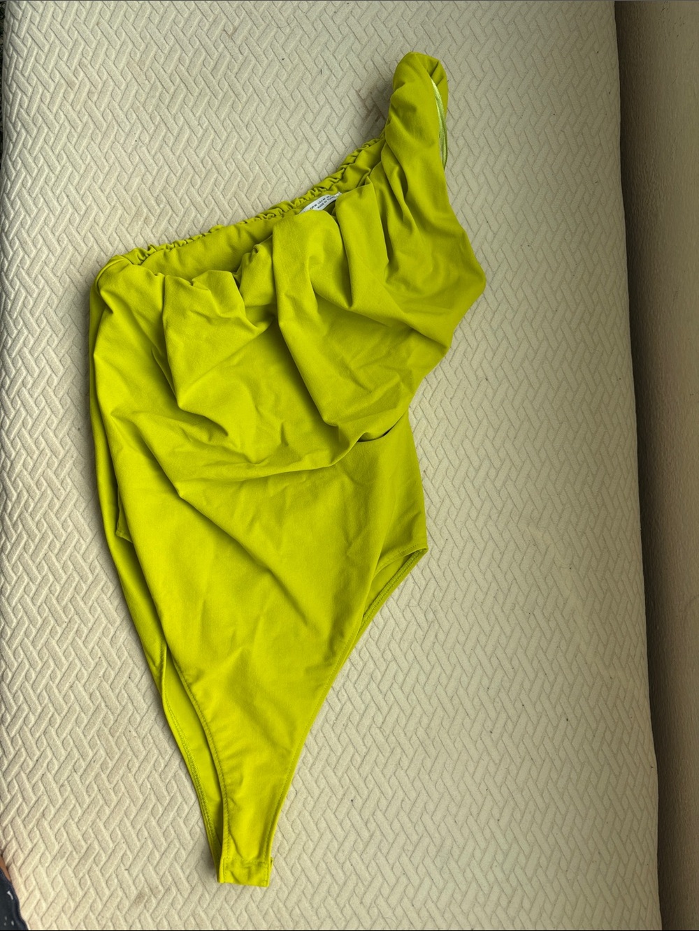 Zara Bright Lime Green Ruffled Neck Top